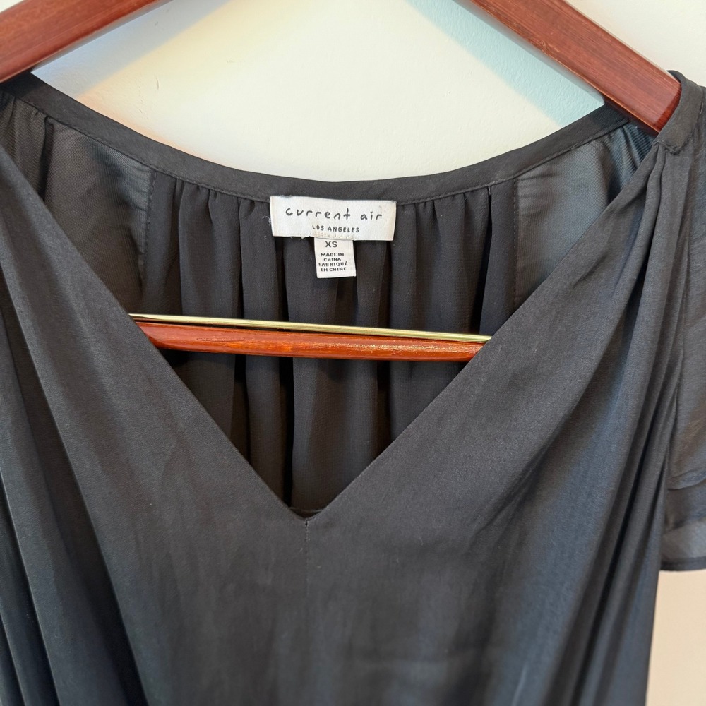 Current Air Los Angeles Zoey Pleated Skirt Mini Dress Ecru Black Size XS - Picture 9 of 9